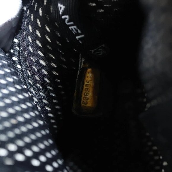 CHANEL Sports Shoulder Bag Coated Canvas Black CC Auth - Picture 14 of 16